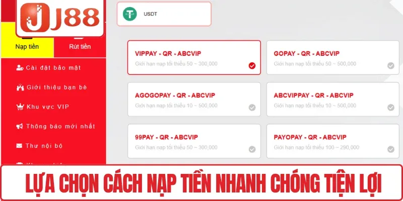 Lựa chọn cách nạp tiền nhanh chóng tiện lợi