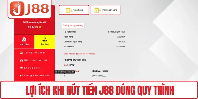 Lợi ích khi rút tiền J88 đúng quy trình